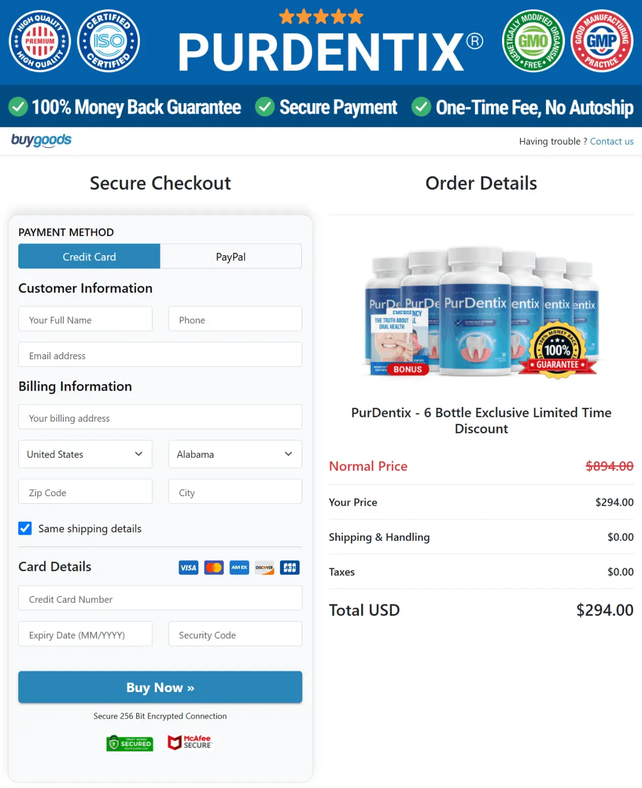 PurDentix checkout